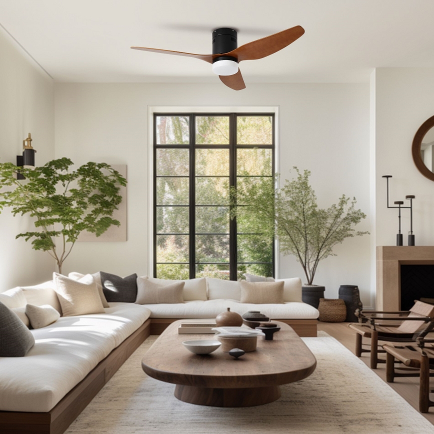 ZEVENTI - LED-takfläkt PADUA LED/18W/230V 3000/4000/6000K Wi-Fi Tuya svart/brun + fjärrkontroll