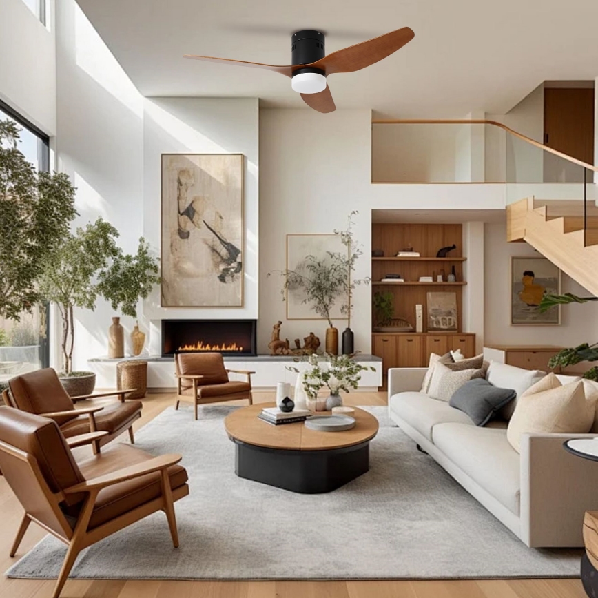 ZEVENTI - LED-takfläkt PADUA LED/18W/230V 3000/4000/6000K Wi-Fi Tuya svart/brun + fjärrkontroll