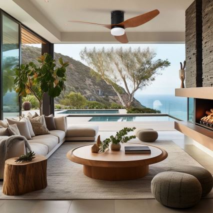 ZEVENTI - LED-takfläkt PADUA LED/18W/230V 3000/4000/6000K Wi-Fi Tuya svart/brun + fjärrkontroll