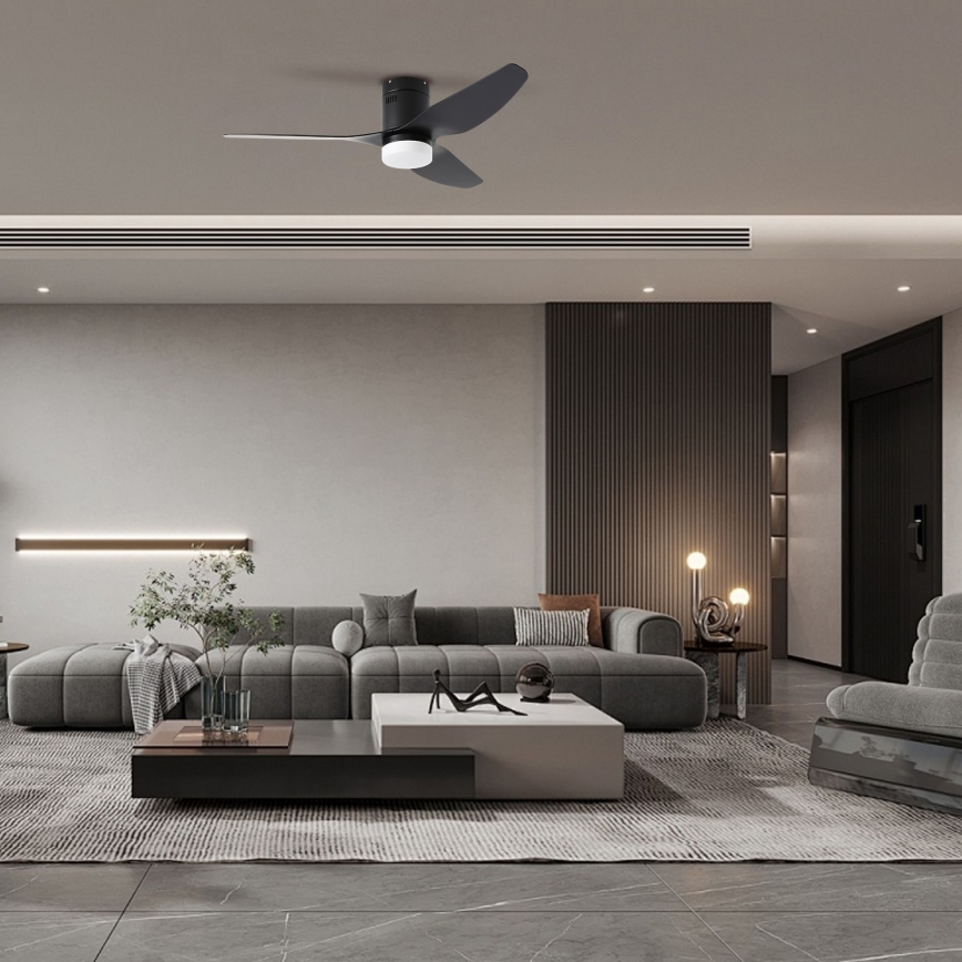 ZEVENTI - LED-takfläkt PADUA LED/18W/230V 3000/4000/6000K Wi-Fi Tuya svart + fjärrkontroll