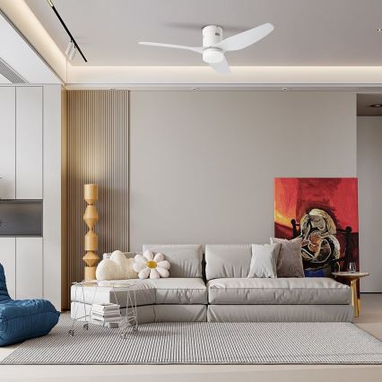 ZEVENTI - LED takfläkt PADUA LED/18W/230V 3000/4000/6000K Wi-Fi Tuya vit + fjärrkontroll