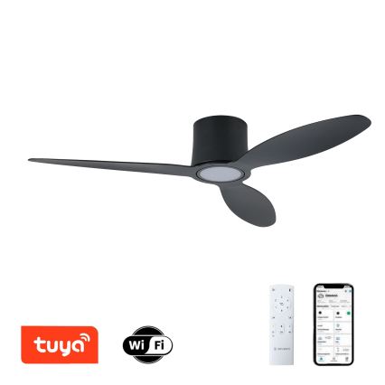 ZEVENTI - Dimbar LED-takfläkt VENTORA LED/24W/230V 3000/4000/6000K Wi-Fi Tuya svart + fjärrkontroll