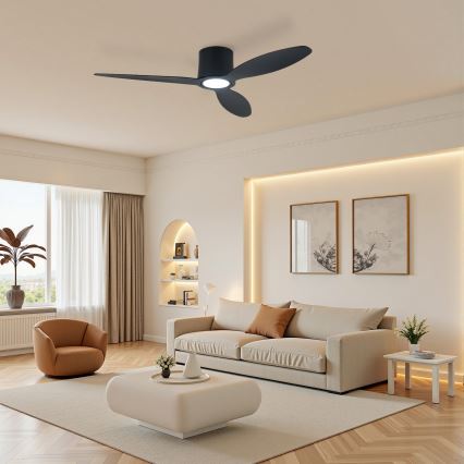 ZEVENTI - Dimbar LED-takfläkt VENTORA LED/24W/230V 3000/4000/6000K Wi-Fi Tuya svart + fjärrkontroll