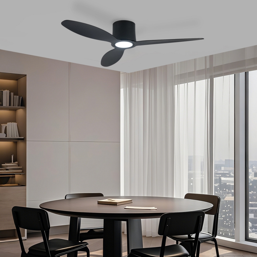 ZEVENTI - Dimbar LED-takfläkt VENTORA LED/24W/230V 3000/4000/6000K Wi-Fi Tuya svart + fjärrkontroll