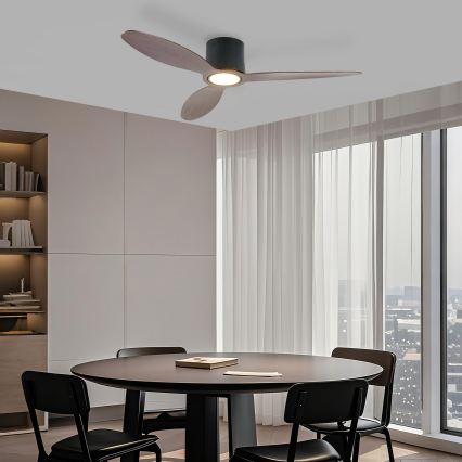 ZEVENTI - LED-dimbar takfläkt VENTORA LED/24W/230V 3000/4000/6000K Wi-Fi Tuya svart/valnöt + fjärrkontroll