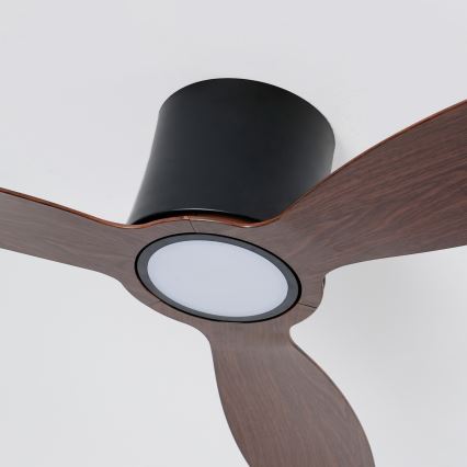 ZEVENTI - LED-dimbar takfläkt VENTORA LED/24W/230V 3000/4000/6000K Wi-Fi Tuya svart/valnöt + fjärrkontroll