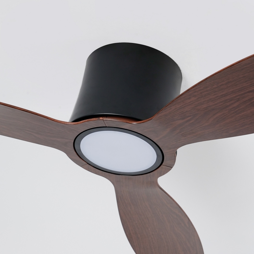 ZEVENTI - LED-dimbar takfläkt VENTORA LED/24W/230V 3000/4000/6000K Wi-Fi Tuya svart/valnöt + fjärrkontroll