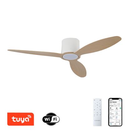 ZEVENTI - LED-dimmbar takfläkt VENTORA LED/24W/230V 3000/4000/6000K Wi-Fi Tuya vit/ek + fjärrkontroll