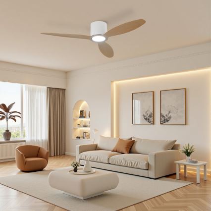 ZEVENTI - LED-dimmbar takfläkt VENTORA LED/24W/230V 3000/4000/6000K Wi-Fi Tuya vit/ek + fjärrkontroll