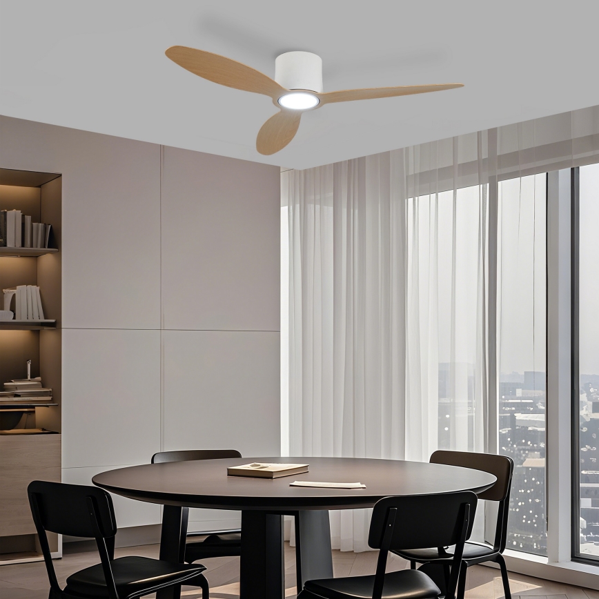 ZEVENTI - LED-dimmbar takfläkt VENTORA LED/24W/230V 3000/4000/6000K Wi-Fi Tuya vit/ek + fjärrkontroll