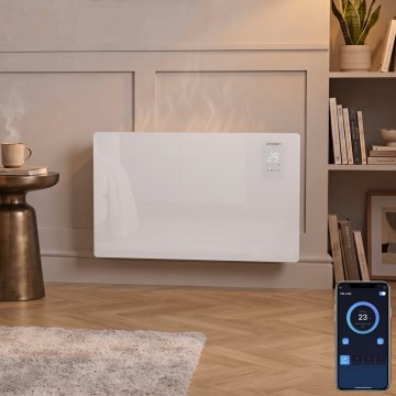 ZEVENTI - Smart väggmonterad elektrisk direktverkande värmare/konvektor med LCD-display 1000/2000W/230V Wi-Fi vit