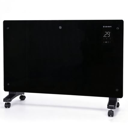 ZEVENTI - Smart väggmonterad elektrisk direktvärmare/konvektor med LCD-display 1000/2000W/230V Wi-Fi svart