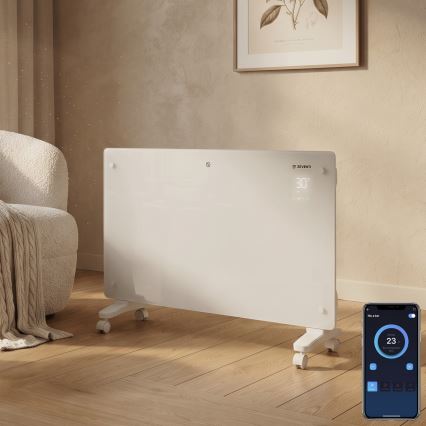 ZEVENTI - Smart väggmonterad elektrisk direktverkande värmare/konvektor med LCD-display 1000/2000W/230V Wi-Fi vit