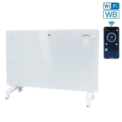 ZEVENTI - Smart väggmonterad elektrisk direktverkande värmare/konvektor med LCD-display 1000/2000W/230V Wi-Fi vit