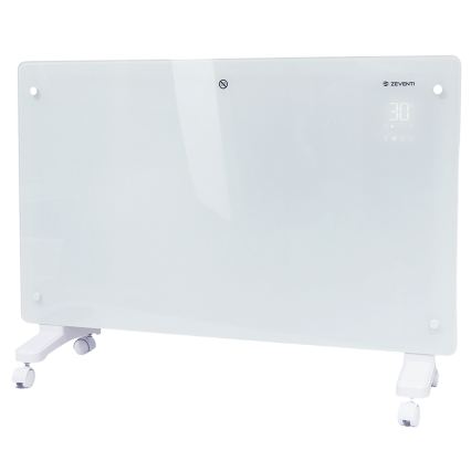 ZEVENTI - Smart väggmonterad elektrisk direktverkande värmare/konvektor med LCD-display 1000/2000W/230V Wi-Fi vit