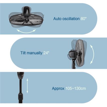 ZEVENTI - Stativfläkt FLOW 40W/230V svart