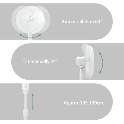 ZEVENTI - golvfläkt FLOW 40W/230V vit
