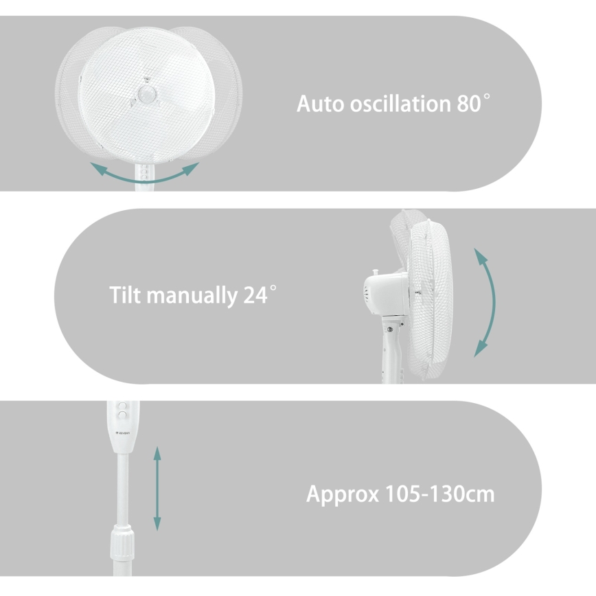 ZEVENTI - golvfläkt FLOW 40W/230V vit