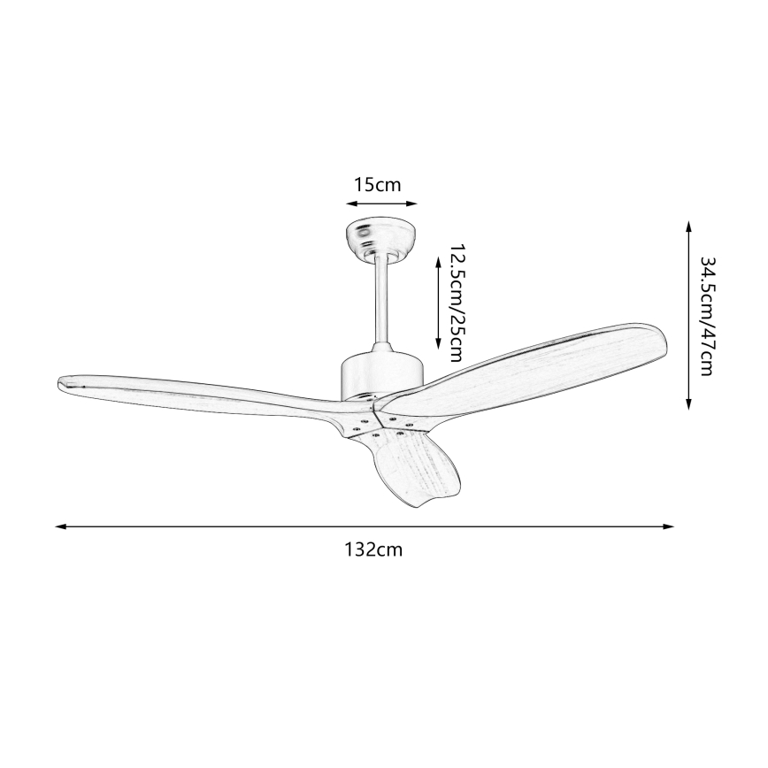 ZEVENTI - Takfläkt CUENCA Wi-Fi Tuya svart/ek + fjärrkontroll