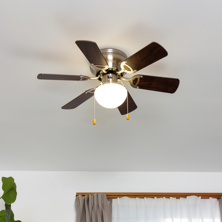 ZEVENTI - Takfläkt GALDANA 1xE27/60W/230V brun/beige