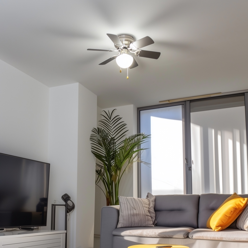 ZEVENTI - Takfläkt GALDANA 1xE27/60W/230V grå/vit