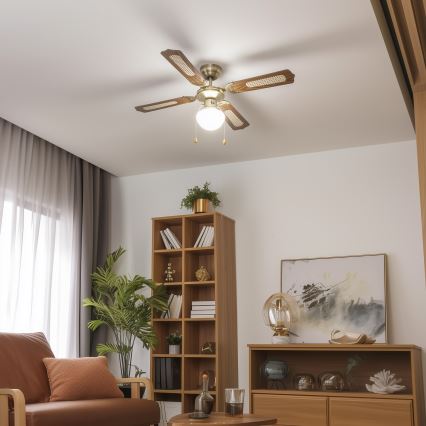 ZEVENTI - Takfläkt NAVAGIO 1xE27/60W/230V brun