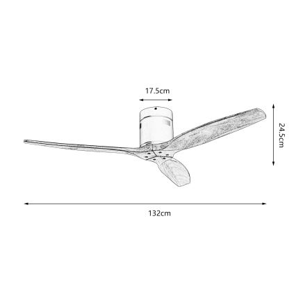 ZEVENTI - Takfläkt SPELLO Wi‑Fi Tuya matt krom/ek + fjärrkontroll