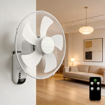 ZEVENTI - Väggfläkt FANNY 45W/230V Ø 41 cm vit + fjärrkontroll