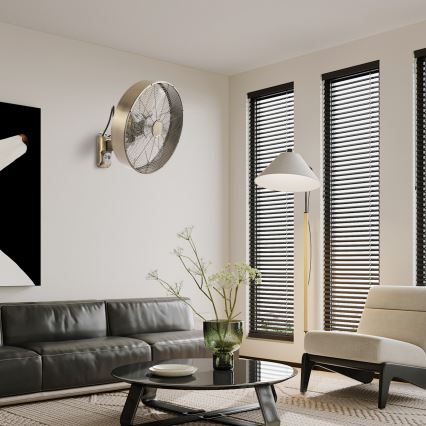 ZEVENTI - Väggfläkt FANNY 50W/230V Ø 45 cm, bronsfärgad + fjärrkontroll