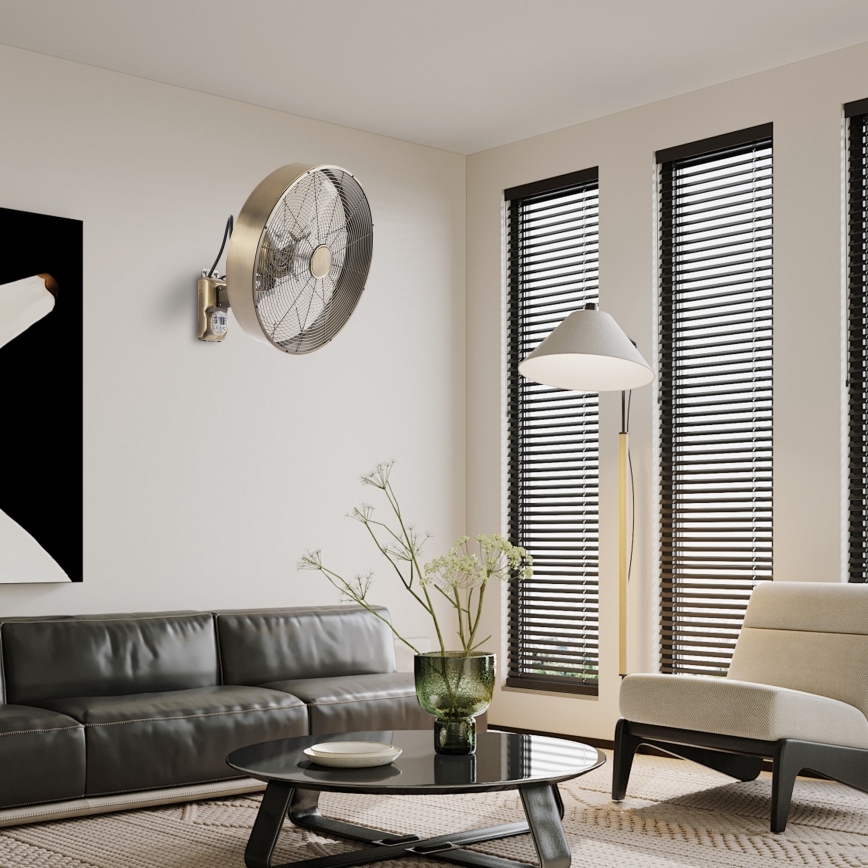 ZEVENTI - Väggfläkt FANNY 50W/230V Ø 45 cm, bronsfärgad + fjärrkontroll