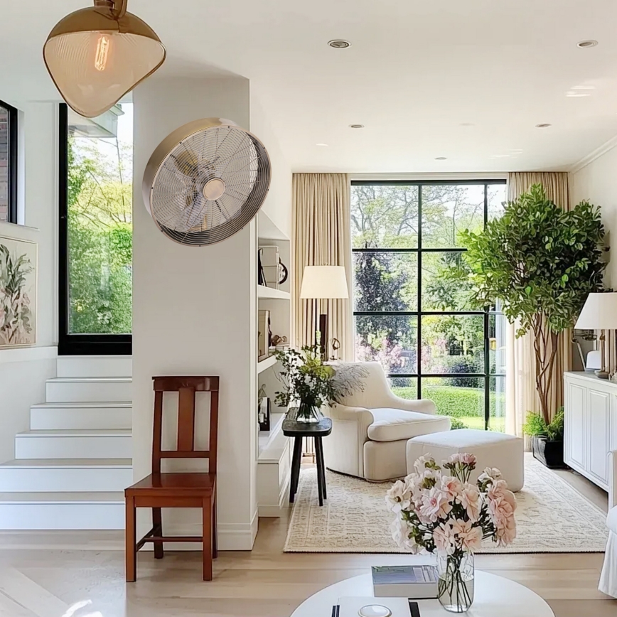 ZEVENTI - Väggfläkt FANNY 50W/230V Ø 45 cm, bronsfärgad + fjärrkontroll