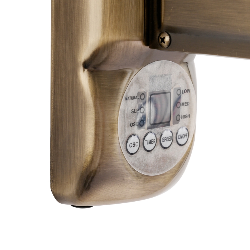 ZEVENTI - Väggfläkt FANNY 50W/230V Ø 45 cm, bronsfärgad + fjärrkontroll