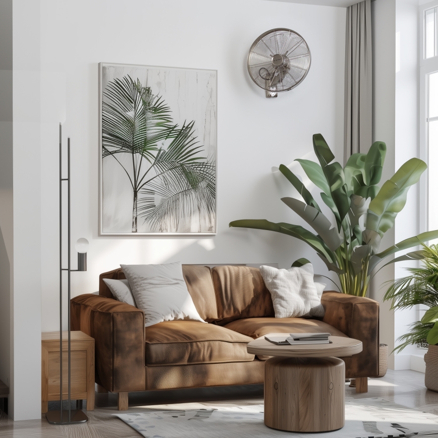 ZEVENTI - Väggfläkt FREEZE 50W/230V diameter 40 cm matt krom + fjärrkontroll