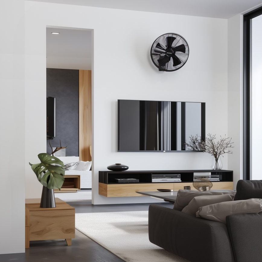 ZEVENTI - Väggfläkt FREEZE 50W/230V diameter 40 cm svart + fjärrkontroll