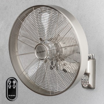 ZEVENTI - Väggfläkt FREEZE 50W/230V Ø 45 cm matt krom + fjärrkontroll