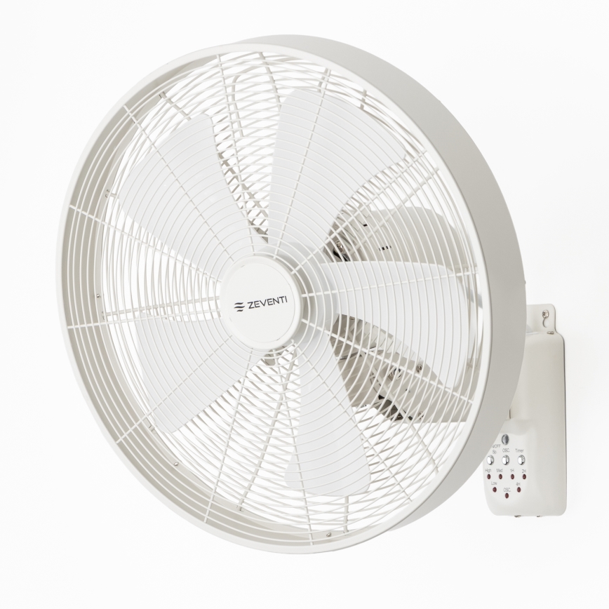 ZEVENTI - Väggfläkt FREEZE 50W/230V Ø 45 cm vit + fjärrkontroll