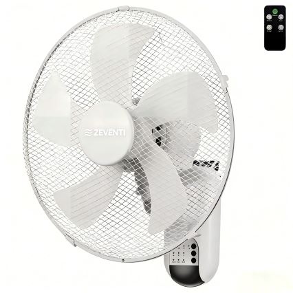 ZEVENTI - Väggmonterad fläkt FANNY 45W/230V Ø 41 cm vit + fjärrkontroll