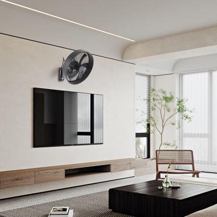 ZEVENTI - Väggfläkt FANNY 50W/230V Ø 45 cm svart + fjärrkontroll