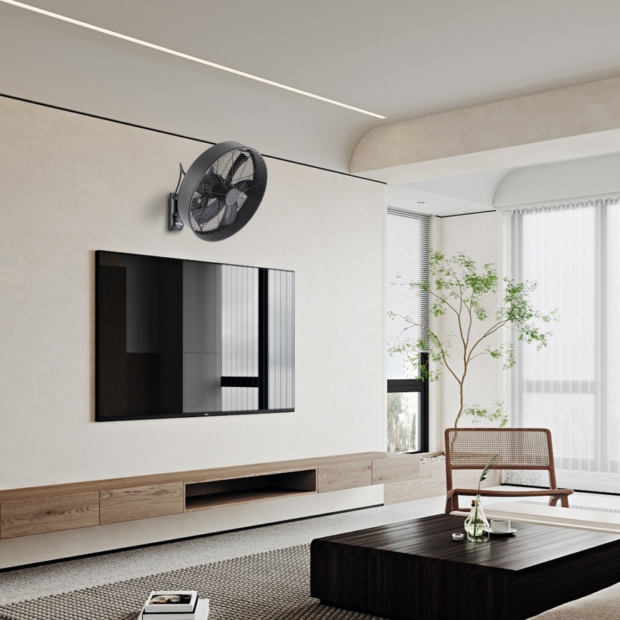 ZEVENTI - Väggfläkt FANNY 50W/230V Ø 45 cm svart + fjärrkontroll