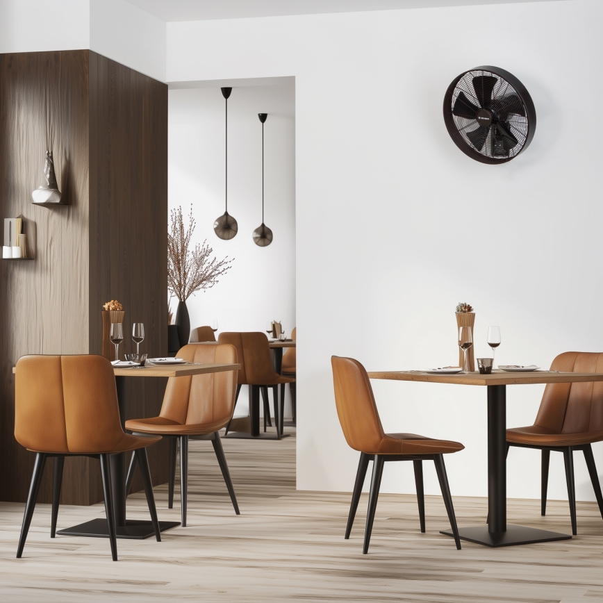 ZEVENTI - Väggmonterad fläkt FREEZE 50W/230V Ø 45 cm svart/brun + fjärrkontroll