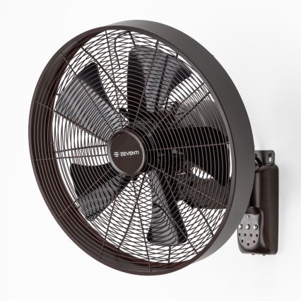 ZEVENTI - Väggmonterad fläkt FREEZE 50W/230V Ø 45 cm svart/brun + fjärrkontroll