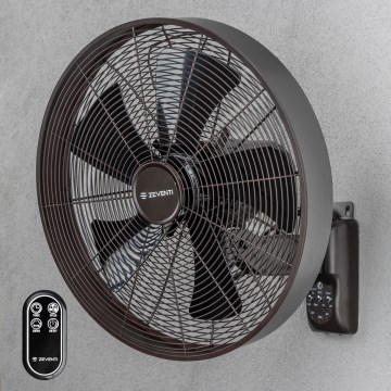 ZEVENTI - Väggmonterad fläkt FREEZE 50W/230V Ø 45 cm svart/brun + fjärrkontroll