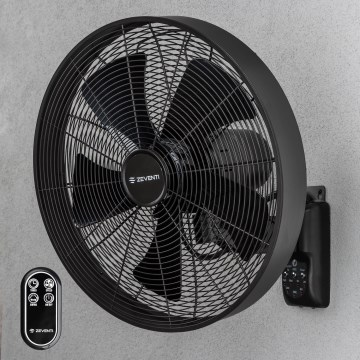 ZEVENTI - Väggmonterad fläkt FREEZE 50W/230V Ø 45 cm svart + fjärrkontroll