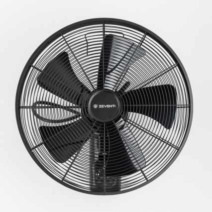 ZEVENTI - Väggmonterad fläkt FREEZE 50W/230V Ø 45 cm svart + fjärrkontroll