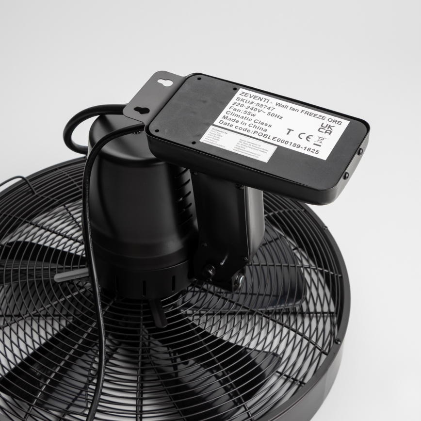 ZEVENTI - Väggmonterad fläkt FREEZE 50W/230V Ø 45 cm svart + fjärrkontroll