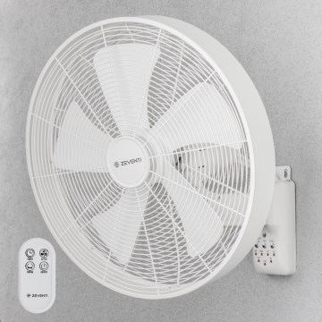ZEVENTI - Väggmonterad fläkt FREEZE 50W/230V Ø 45 cm vit + fjärrkontroll