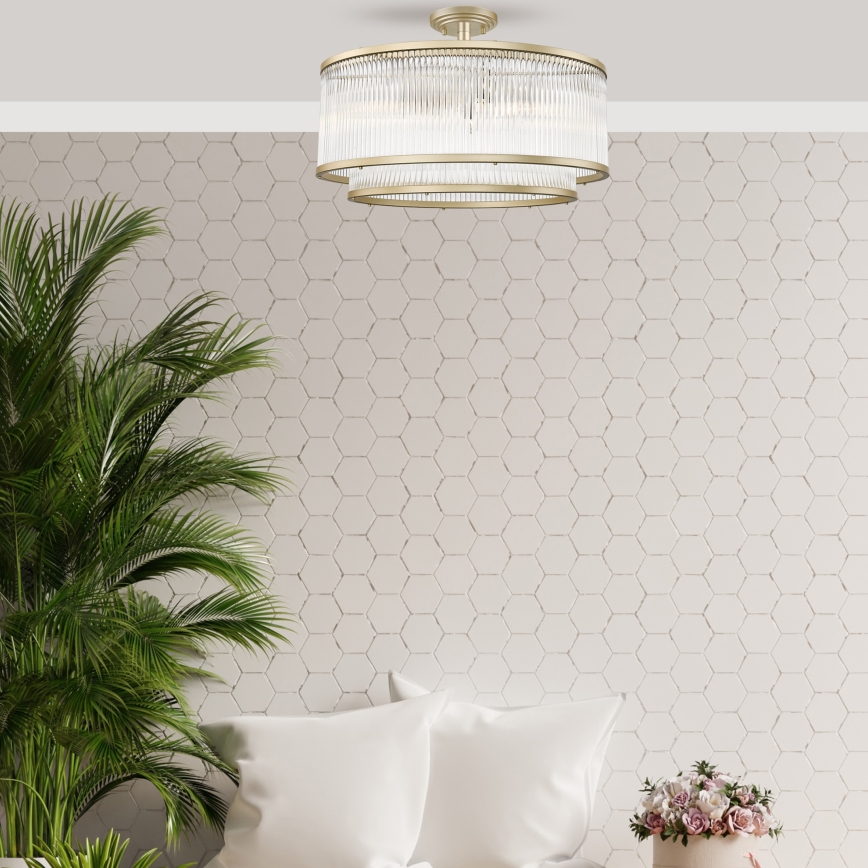 Zuma Line - 6-armad taklampa 6xE14/60W/230V, mässing