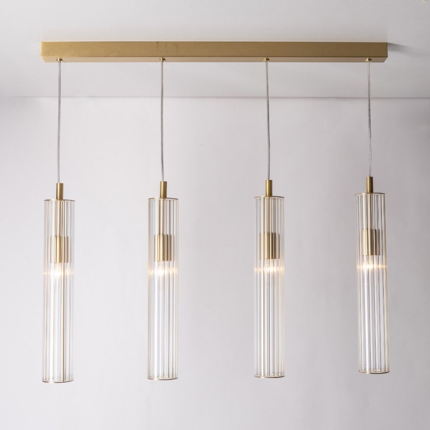Zuma Line - Taklampa på vajer 4xE14/7W/230V, guldfärgad