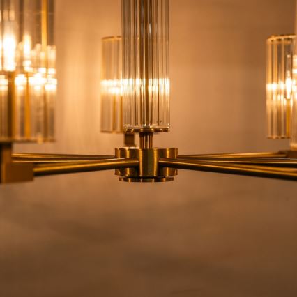 Zuma Line - Ljuskrona på stång 7xE14/7W/230V i guld