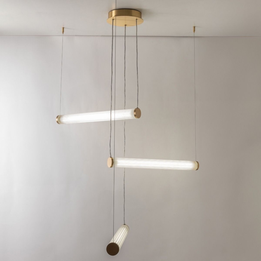 Zuma Line - LED dimbar takpendel på vajer LED/64W/230V 2700-6500K guld + fjärrkontroll